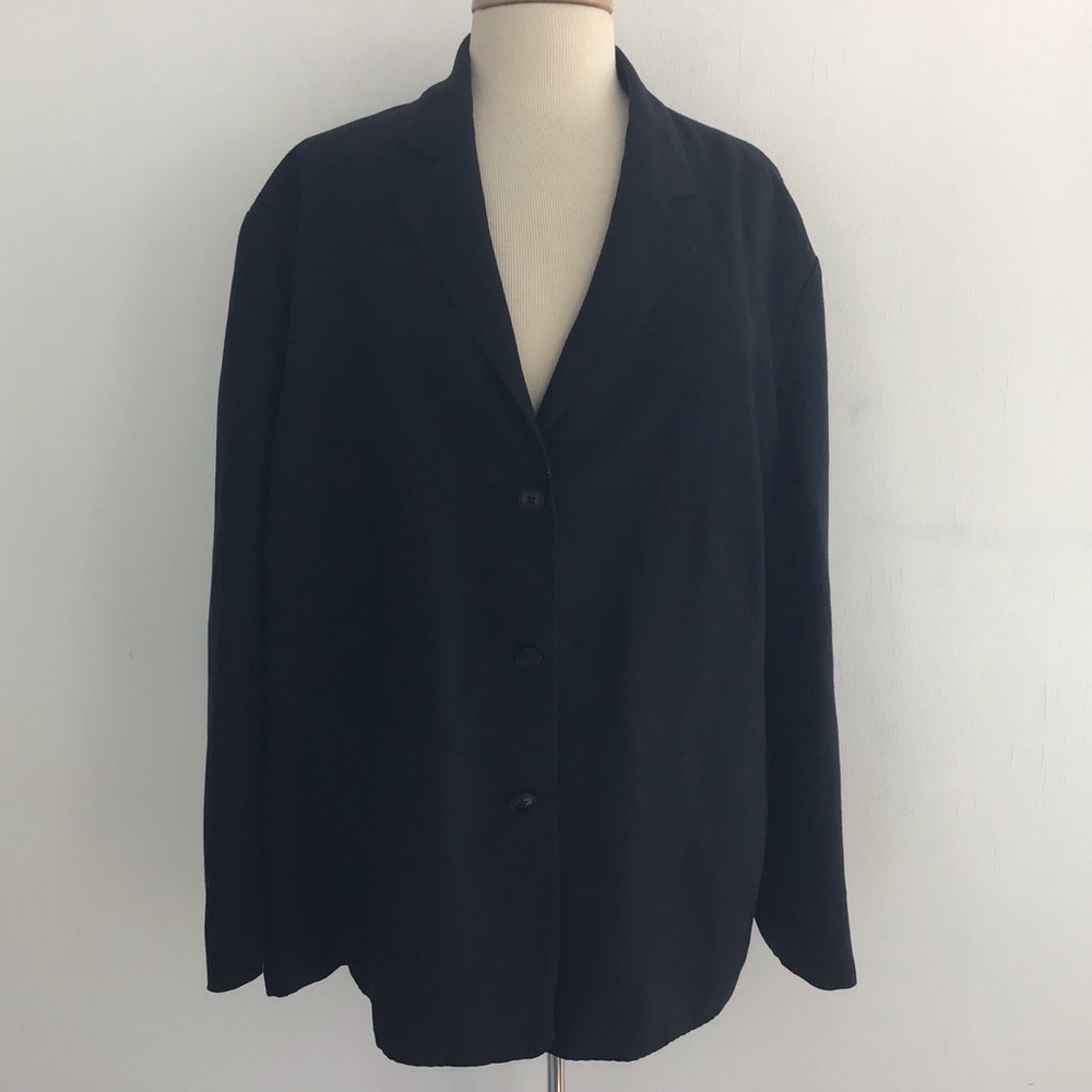 Jones New York Linen blend black fully lined 3 button blazer size 24W
